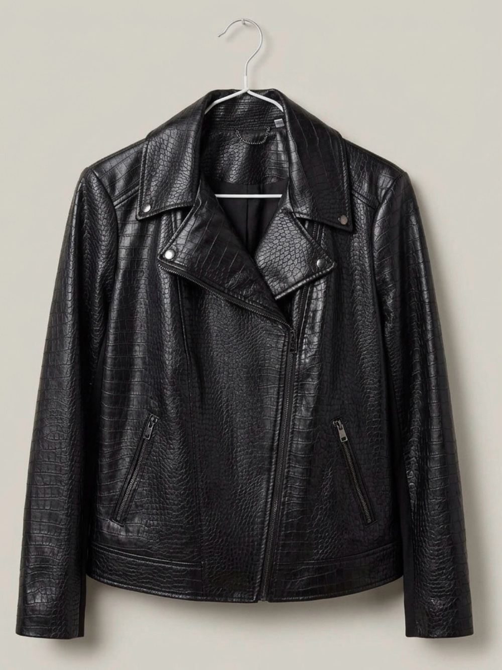 🖤 Chico's Black Faux Croc Moto Jacket